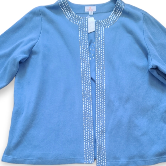 Quacker Factory Women's Blue Cardigan NWT - Picture 4 of 6